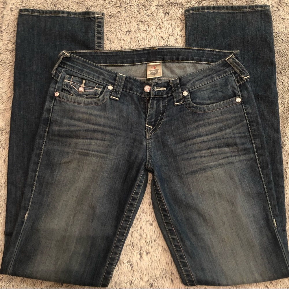 🎀True Religion Pink Rhinestone Jeans - Picture 3 of 7